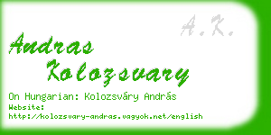 andras kolozsvary business card